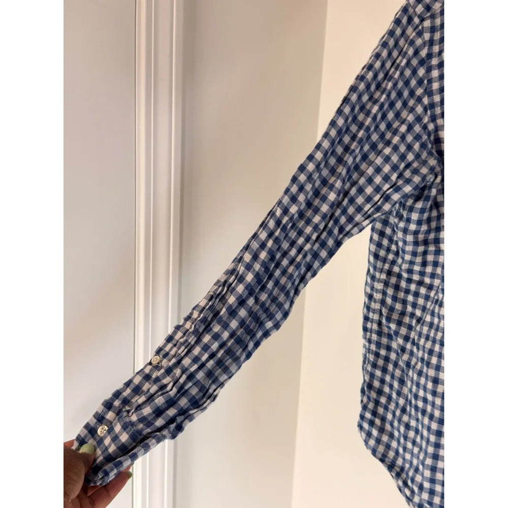 Polo Ralph Lauren Button Down Shirt Men's Blue White Plaid Long Sleeve Large